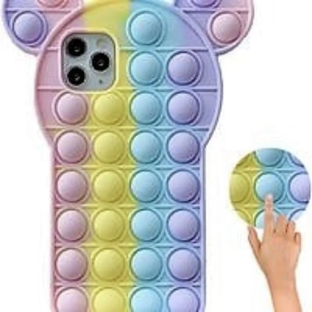 IPHONE 12  PRO MAX PUSH POP BUBBLES FIDGET RAINBOW MOUSE CASE